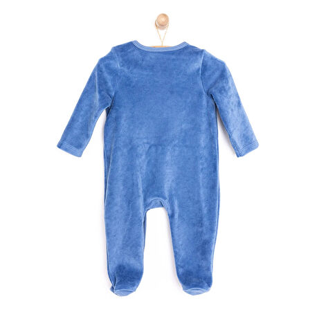 HelloBaby Yenidoğan Erkek Nakışlı Kadife Patikli Tulum Erkek Bebek