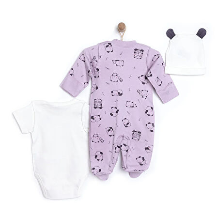 Bebetto Yenidoğan Hello Panda Unisex Tulum-Body-Şapka Unisex