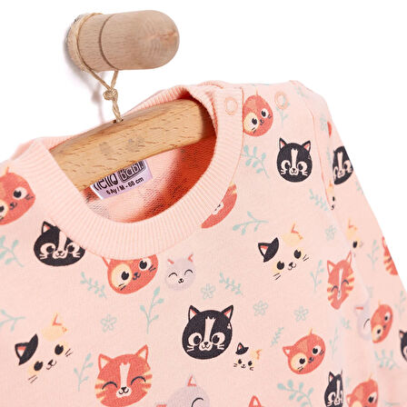 HelloBaby Basic Kedi Desenli Sweatshirt Kız Bebek