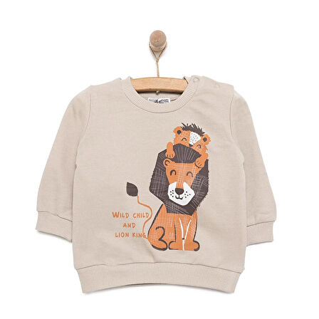 HelloBaby Basic Aslan Desenli Sweatshirt Erkek Bebek
