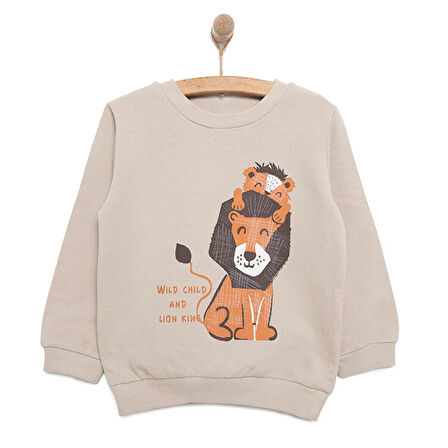 HelloBaby Basic Aslan Desenli Sweatshirt Erkek Bebek