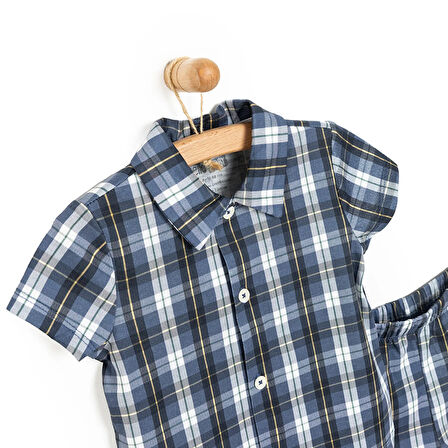 HelloBaby Kısa Kol Gömlek Yaka Pijama Takımı Erkek Bebek