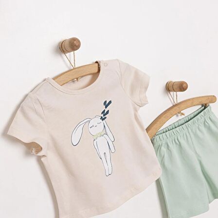 HelloBaby Tavşan Neni Kısa Kol Pijama Takımı Unisex