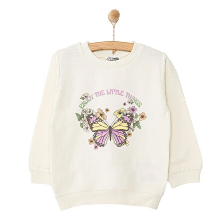 HelloBaby Basic Kelebek Desenli Sweatshirt Kız Bebek