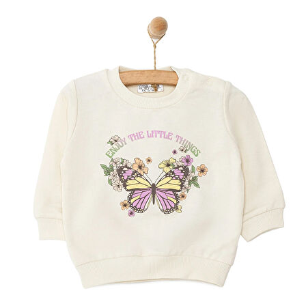 HelloBaby Basic Kelebek Desenli Sweatshirt Kız Bebek