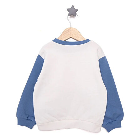 HelloBaby Erkek Bebek Sweatshirt Little Dog Bisiklet Yaka Uzun Kol Ekru