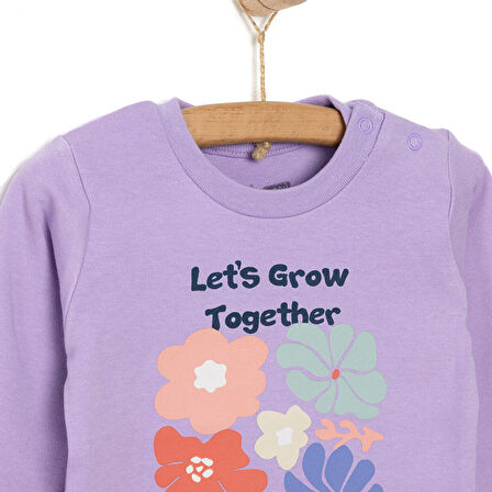 HelloBaby Basic Çiçek Desenli İnterlok Uzun kol Tshirt Kız Bebek