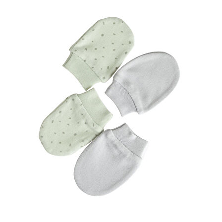 HelloBaby Yenidoğan Çizgili ve Düz Eldiven 2li Unisex