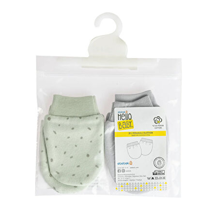HelloBaby Yenidoğan Çizgili ve Düz Eldiven 2li Unisex