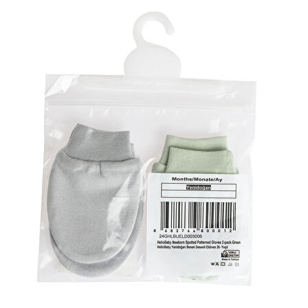 HelloBaby Yenidoğan Çizgili ve Düz Eldiven 2li Unisex
