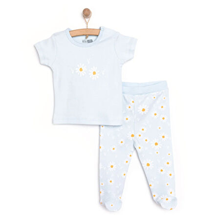 HelloBaby Çiçek Baskılı Yenidoğan Kız Tshirt-Patikli Alt Kız Bebek