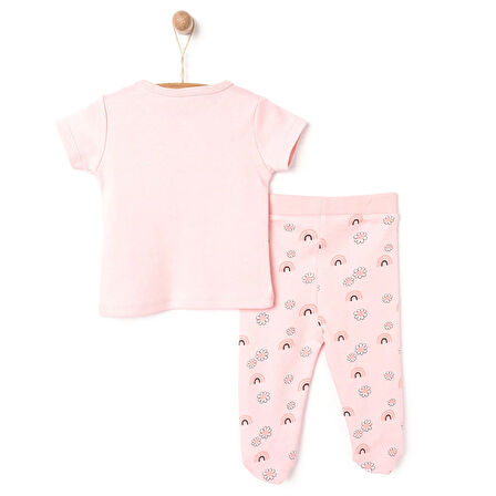 HelloBaby Gökkuşağı-Çiçek Baskılı Kız Tshirt-Patikli Alt Kız Bebek