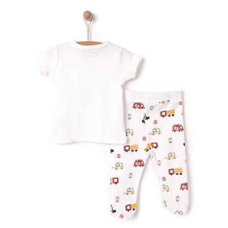 HelloBaby Araçlar Baskılı Yenidoğan Erkek Tshirt-Patikli Alt Erkek Bebek
