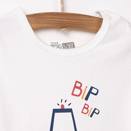HelloBaby Araçlar Baskılı Yenidoğan Erkek Tshirt-Patikli Alt Erkek Bebek