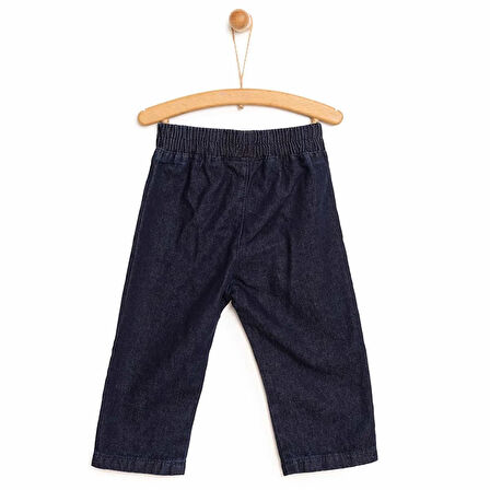 HelloBaby Kız Bebek Basic Pantolon Denim Pileli Reçme Paça Lacivert