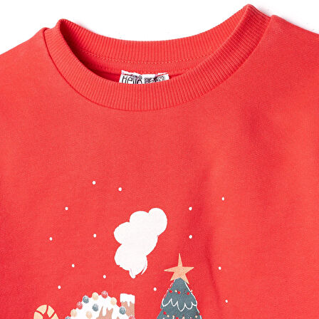 HelloBaby Basic Kız Az Şardonlu Kış Temalı Sweatshirt Kız Bebek