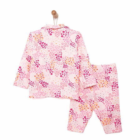 HelloBaby Gömlek Yaka  Mini Çiçek Desen Kız Bebek Pijama Takımı