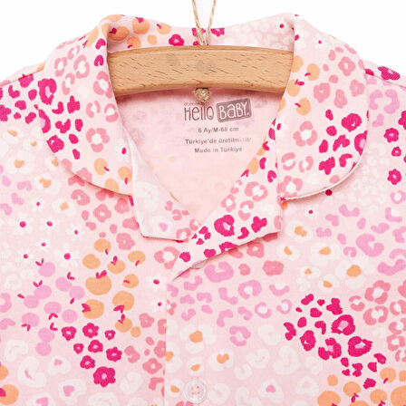 HelloBaby Gömlek Yaka  Mini Çiçek Desen Kız Bebek Pijama Takımı