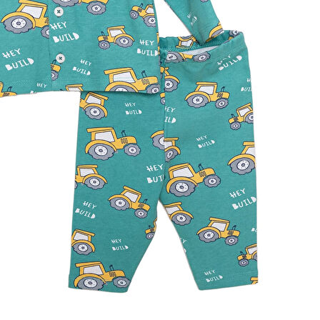 HelloBaby Gömlek Yaka Traktör Desen Erkek Bebek Pijama Takımı