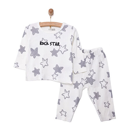 HelloBaby Kaşkorse Uzun Kol Yıldız Desen Pijama Takımı Erkek Bebek