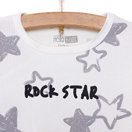 HelloBaby Kaşkorse Uzun Kol Yıldız Desen Pijama Takımı Erkek Bebek
