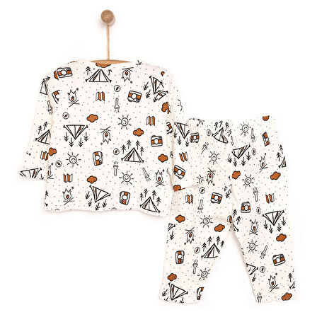 HelloBaby Kaşkorse Uzun Kol Kamp Desenli Pijama Takımı
