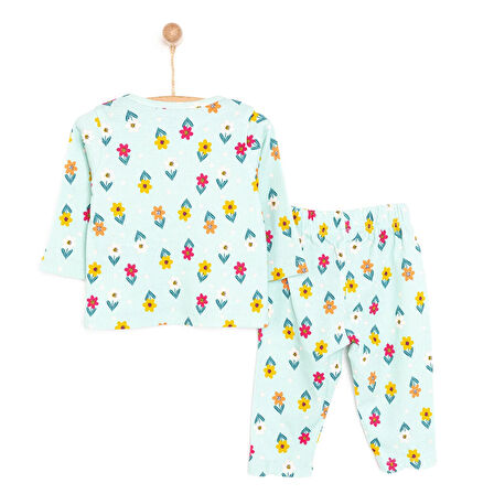 HelloBaby Kaşkorse Çiçek Desenli Uzun Kol Pijama Takımı