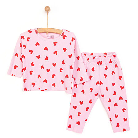 HelloBaby Kaşkorse Uzun Kol Kalp Desen Pijama Takımı