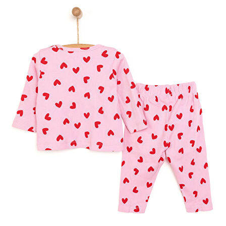 HelloBaby Kaşkorse Uzun Kol Kalp Desen Pijama Takımı