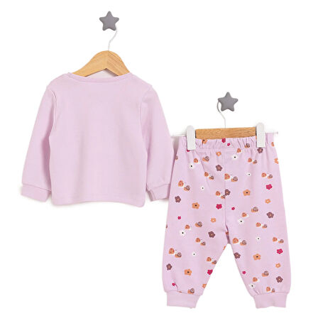 HelloBaby Bisiklet Yaka Salyangoz Desen Pijama Takımı Kız Bebek