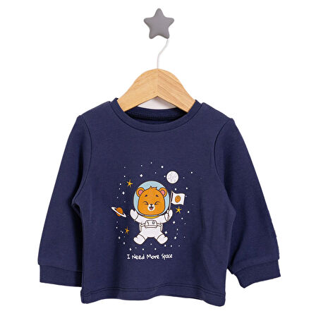 HelloBaby Bisiklet Yaka Astronot Hayvan Desenli Pijama Takımı Erkek Bebek