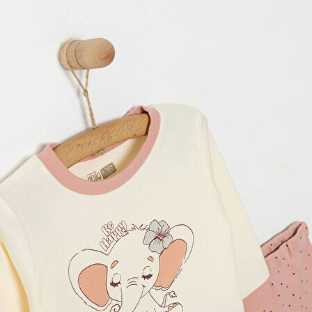 HelloBaby Fil Desen Bisisklet Yaka Pijama Takımı Kız Bebek