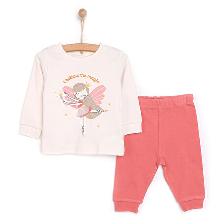 HelloBaby Balerin Bisisklet Yaka Pijama Takımı Kız Bebek