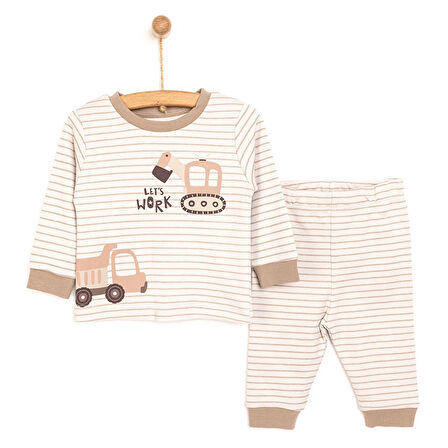 HelloBaby Kamyon Desen Bisiklet Yaka Pijama Takımı Erkek Bebek