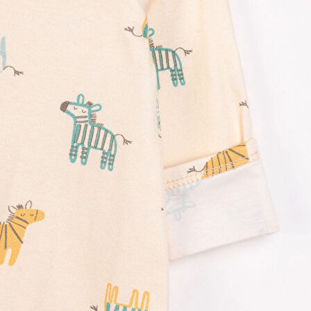 HelloBaby Yenidoğan Zebra Baskılı Erkek Tulum-Şapka Erkek Bebek