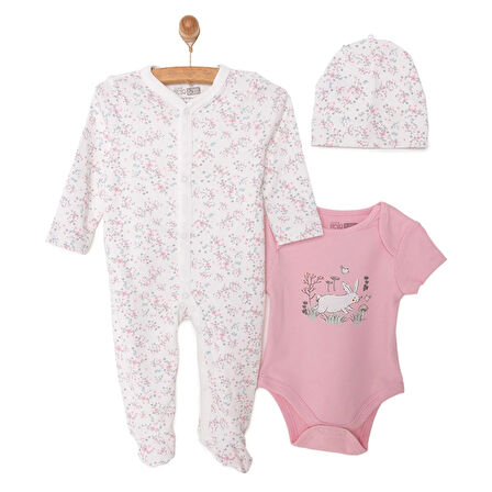 HelloBaby Kız Tulum-Body-Şapka Kız Bebek