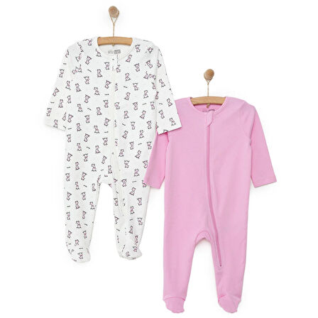 HelloBaby Yenidoğan Kız 2li Patikli Tulum Kız Bebek