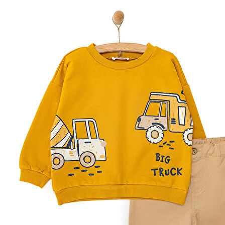 HelloBaby Vehicles Line Erkek Sweatshirt-Pantolon Erkek Bebek