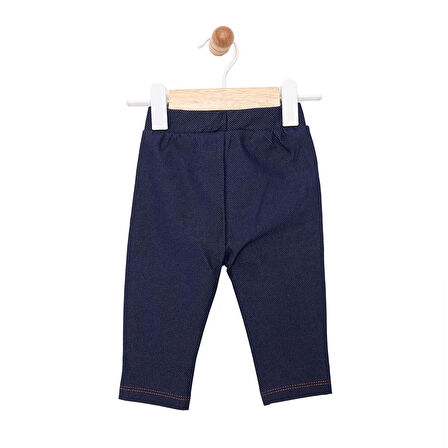 HelloBaby Kız Bebek Denim Görünümlü Tayt İki İplik Reçme İndigo