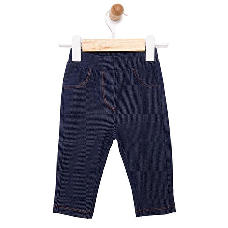 HelloBaby Kız Bebek Denim Görünümlü Tayt İki İplik Reçme İndigo