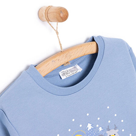 HelloBaby Basic Az Şardonlu Aslan Desenli Sweatshirt Erkek Bebek