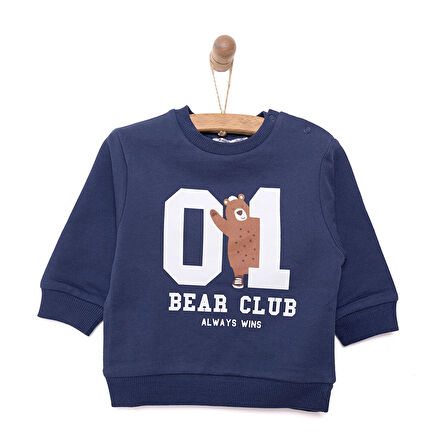 HelloBaby Basic Az Şardonlu Aslan Desenli Sweatshirt Erkek Bebek