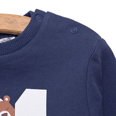 HelloBaby Basic Az Şardonlu Aslan Desenli Sweatshirt Erkek Bebek