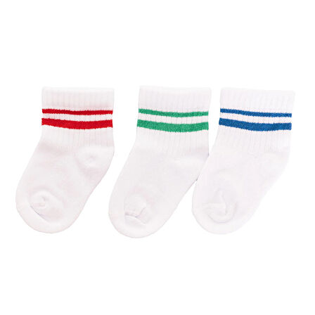 HelloBaby Unisex Çizgili 3lü Soket Çorap Unisex
