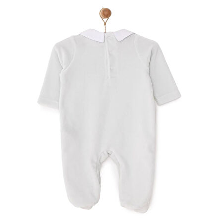 HelloBaby Yenidoğan Erkek Nakışlı Kadife Patikli Tulum Erkek Bebek