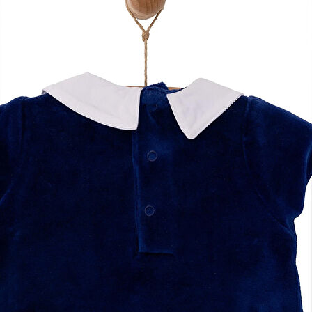 HelloBaby Yenidoğan Erkek Bebek Patikli Tulum Kadife Nakışlı Açık Mavi