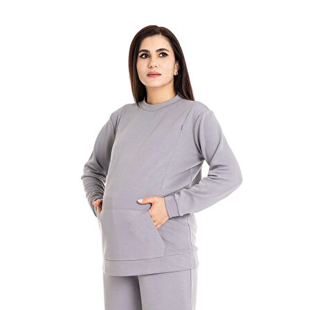 baby mom Emzirme Özellikli Hamile Sweatshirt Anne Giyim