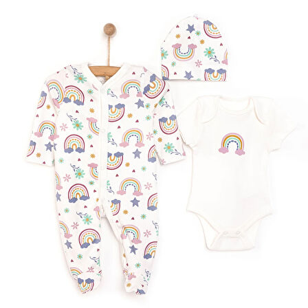 HelloBaby Kız Tulum-Body-Şapka Kız Bebek