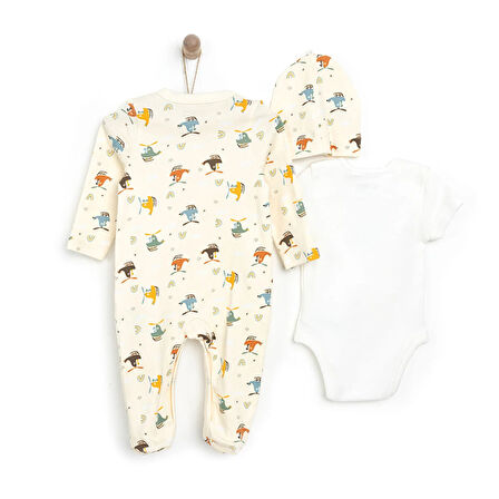 HelloBaby Erkek Tulum-Body-Şapka Erkek Bebek