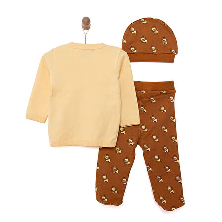 HelloBaby Yenidoğan  Zıbın-Şapka-Patikli Alt 3lü Set Erkek Bebek